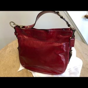 Coach Zoe Large Red Patent Leather Shoulder Bag